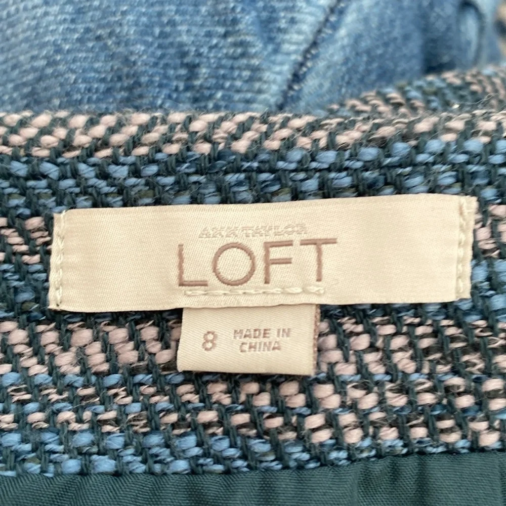 Ann Taylor loft blue skirt with fringe hem